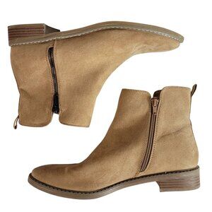 Universal Thread Women Brenna Ankle Boots Tan SZ 11 Double Sided Zip Faux Suede